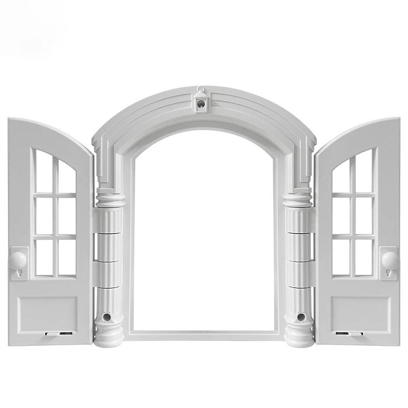 

ABS Пластиковые Клетки Для Кошек Ворота В Помещении Защитная Защелка Кошачьи Ворота Тренировочные Без Створки Дверные Ворота Для Котят Двойные Двери Дизайн Игрушки Для Домашних Животных белый