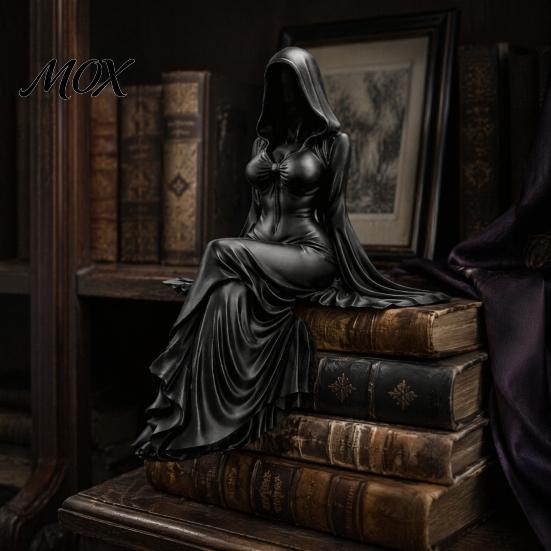 Unique Dark Aesthetic Decor 3D Printed Reaper Goddess Figurine Ornaments, Style Sculpture, Faceless Black-robed Statue Gothic for Desktop Bookshelf
