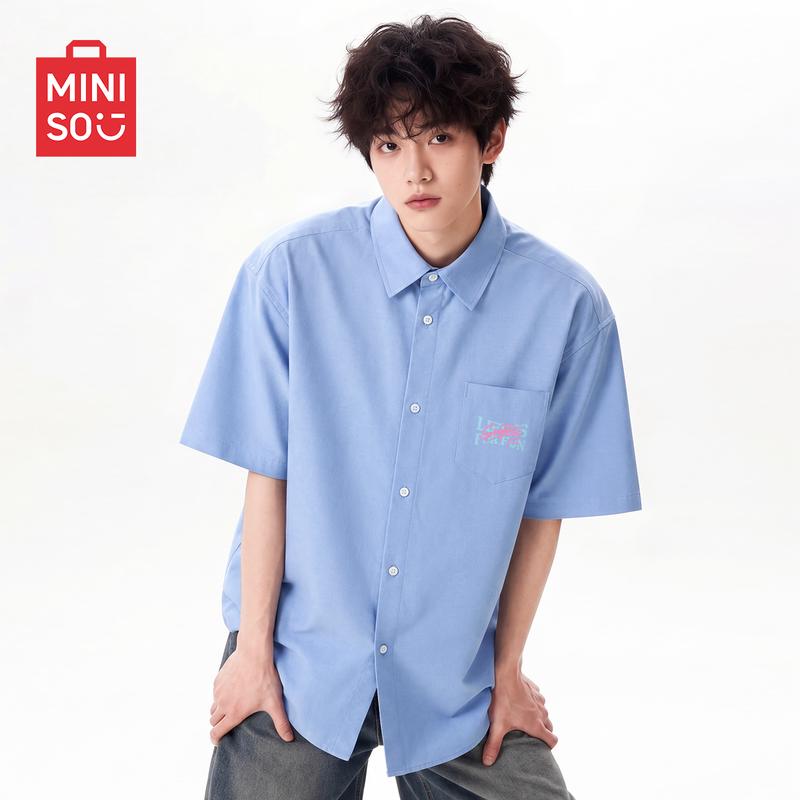 MINISO Men s Summer Oxford Short-Sleeved Shirt XL