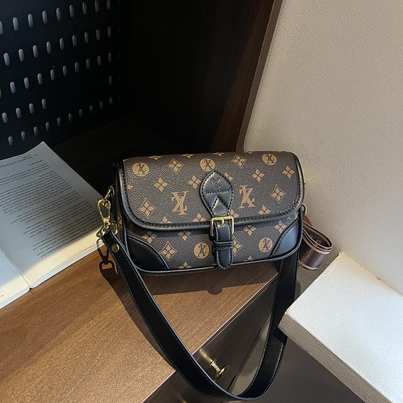 Premium Bag Women's New Retro Printed Small Square Bag Fashionable Texture Light Luxury Shoulder Bag Oblique Span Bag Women