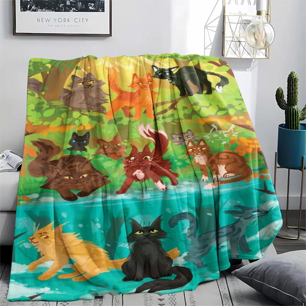 1 Peça Manta de Flanela com Estampa de Guerreiro Gato, Alta qualidade Confortável para Todas as Estações, Decoração de Casa, Calor e Conforto, Perfeita para Presentes de Natal
