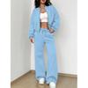 Damen Trainingsanzug 2-teiliges Set Mode Langarm Reißverschlussjacke Lässig Einfarbiges Sweatshirt Gerades Hosenanzug Damen Herbst Sportbekleidung