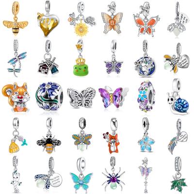 925 Silver Bee Butterfly Dragonfly Charms for DIY Bracelet Pendant Collection Women Jewelry Making
