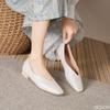 Fashion Women's low heeled soft soled flat shoes for spring summer elegant square toe cute casual shallow mouth single shoe
