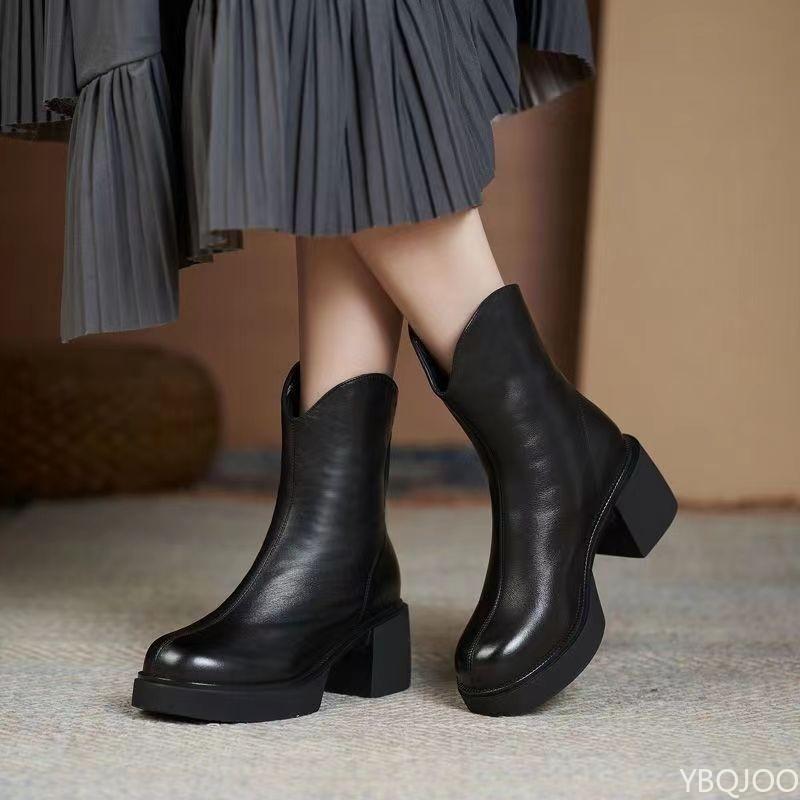 Casual Comfortable Thick Heel Boots Winter New Fashionable Versatile Short Boots Elegant Minimalist Chunky Heel Women Shoes
