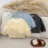 Children'S Sweater Spring New Boys And Girls Solid Color Knitted Cardigan Autumn Baby Fake Two Pieces