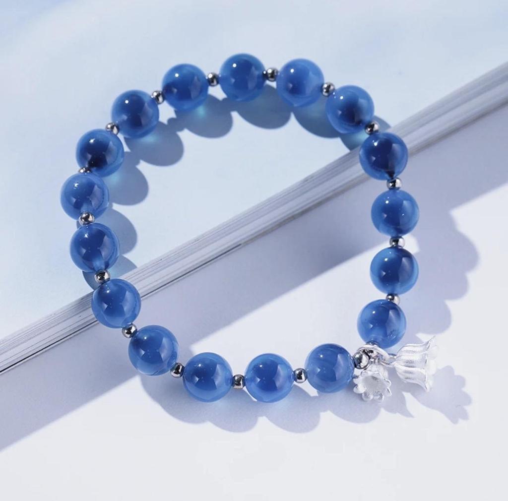 Bracelet de Perles en Agate Naturelle et Cristal Autrichien - Bijou Vintage Haut de Gamme pour Femme