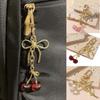 Fashion Delicious Red Cherry Bow Keychain Summer Fruits Cherries Pendant Keyring For Women Men Jewelry Bag Accessories Gift