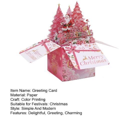 3D Pop Up Julekort Rosa Flamingo Julehilsenskort God Jul Gavekort for Gutter Jenter Menn Kvinner