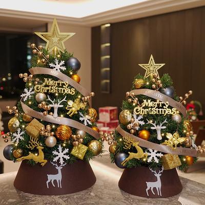 Mini Christmas Tree Set Decoration DIY Christmas Desktop Household Golden Coffee Christmas Tree Decoration Small Ornament