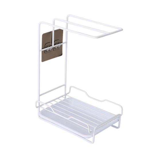 Kitchen Storage Rack Wall-Mounted Design Space-Saving Installation No-Hole Punching Sponge Towel Holder Home Restaurant Organizer