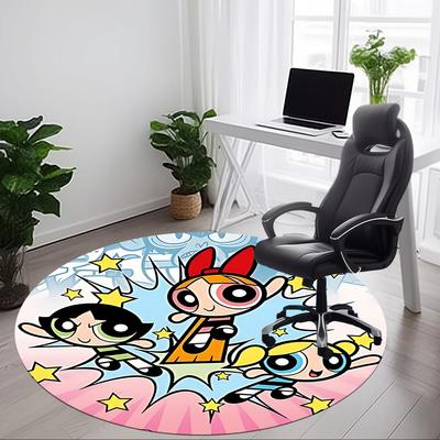 1pc Powerpuff Girls Office Round Area Rug, Under Office Chairs Bedroom Living Room Home Decor, Room Deco, Available In Various Sizes