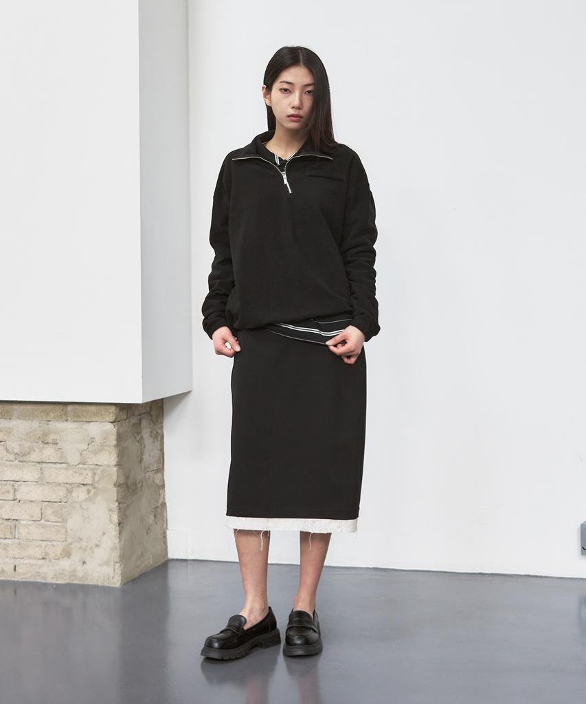 Sys A Fog Layered Midi Skirt [Black]