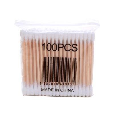 100Pcs Double Head Wooden Cotton Swab for Ear Cleaning Medical Care Make Up