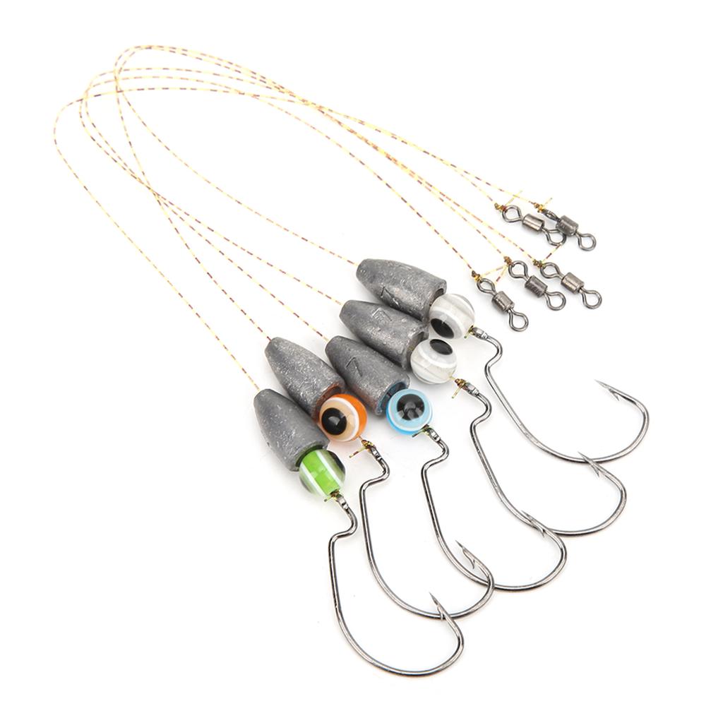 Fish Hooks Fishing Lures Jig Nylon Line with 3D Eye Ball Stainless Steel for Freshwater Saltwater Bass Trout Crappie