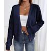 Womens V-Neck Knit Cardigan With Heart Embroidery Winter Lightweight Open Front Sweater