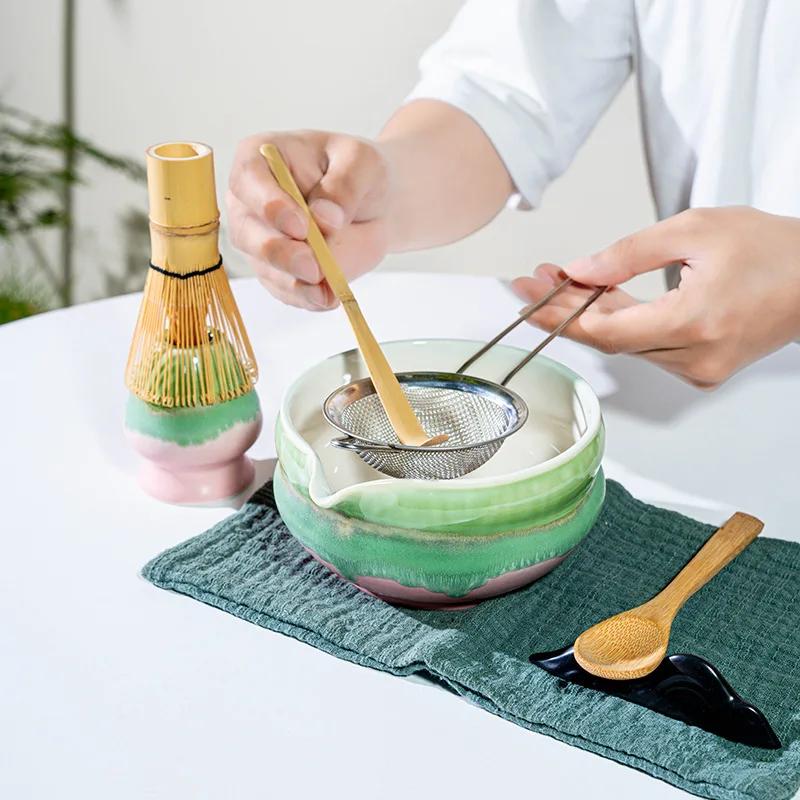 4/8PCS Japanese Matcha Blender Set with Bamboo Whisk Matcha Brush Teaspoon Kiln for Beverage Shop Tea-Making Tools