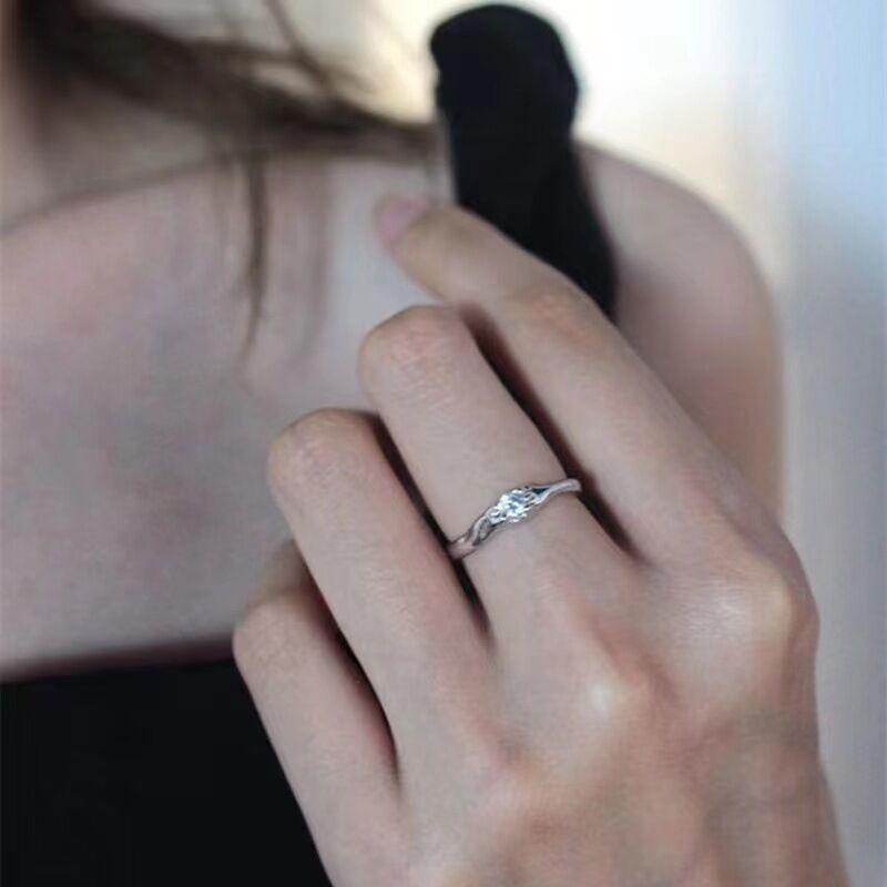 Niche Special-Shaped Irregular Opening White Zirconium Ring, Gentle Adjustable Opening Diamond Ring For Women, Versatile And Simple Style