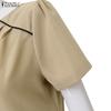 ZANZEA Women Casual Round Neck Summer Short Sleeve Sheath Dress