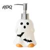 Countertop Soap Dispenser Halloween Ceramic Ghost Dispenser with Stainless Steel Pump Pumpkin Refillable Lotion Liquid Hand Container Empty Shower