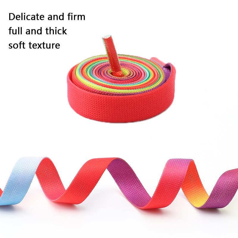 Rainbow Gradient Flat Shoelaces 1.2CM Width Shoe Laces for Sneakers Casual Shoelace for Women Man Shoestrings 100/120/140CM
