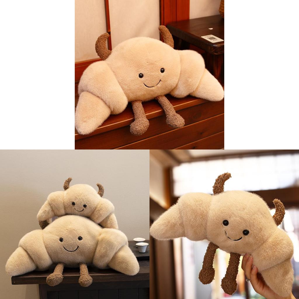 Croissant Bread Plush Toy With Super Soft Short Pile For Kids Gift And Play
