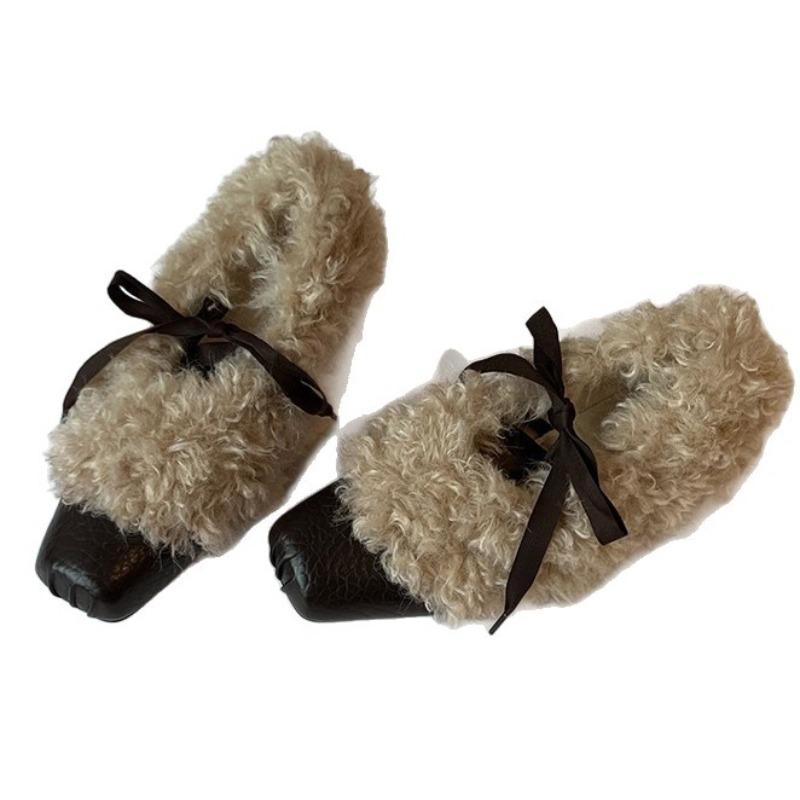 Retro Square-toe Shoes - One-piece with Built-in Height and Fleece Lining - Women's Shoes