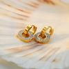 Light Luxury Disc Full Of Diamond Zircon Earrings Women'S Non-Fading Niche Design 18K Titanium Steel Ear Jewelry