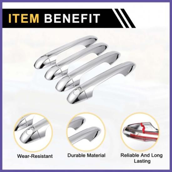 4pcs Exterior Door Handle Cover for Toyota Tacoma 16-23 Chrome Silver Tone