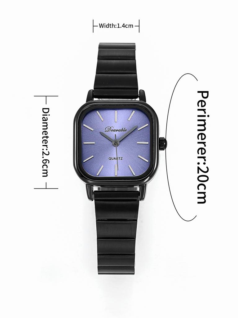 Ceas de damă pătrat cu quartz Oțel inoxidabil Exquis Fasion Ceas de mână pentru damă simplu și casual