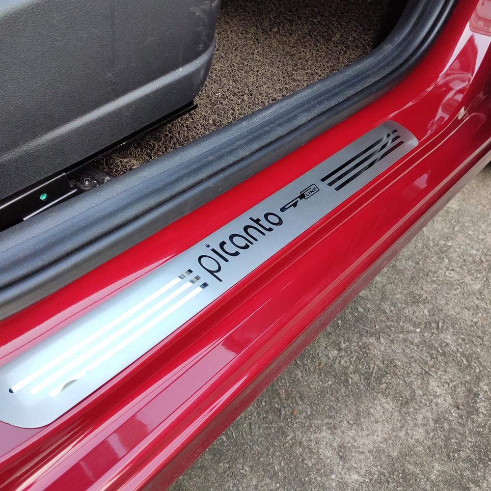 Auto Styling Car Sticker Steel Accessories For Kia Picanto Gtline Xline Gt X Line Door Sill Strip Pedal Cover Guard Scuff