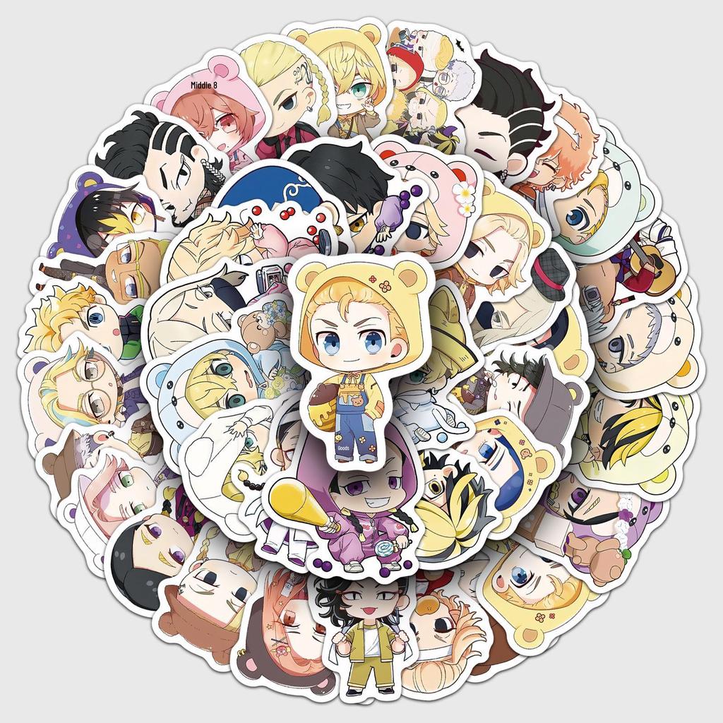 50 Sheets Tokyo Revengers Q Version Anime Stickers for DIY Decor - Insulated Cups, Journals, Computers