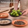 Wood Grain Round PP Plastic Tray: Dried Fruit, Snack, and Tea Serving Plate for Living Room and Cafe