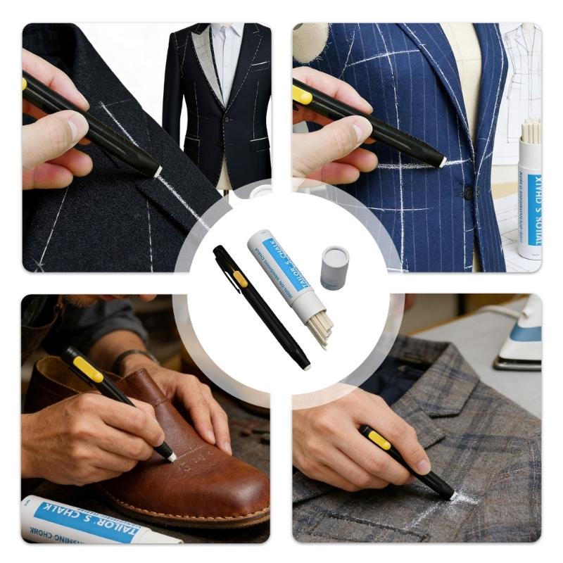 Plastic Fabric Marking Pen Tailor Chalk Pen Includes box of Refills for Fabric Cutting Sewing Dressmaking