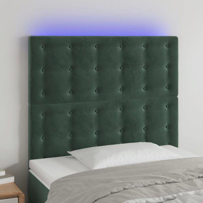 VidaXL LED Headboard Bedroom Furniture Single Bed Accessory Headboard Bed Frame Interior Dark Green 3122903
