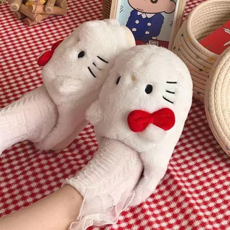 Women's Cute Ins-Style Fluffy Cotton Cat Slippers, Soft-Sole for Outdoor/Indoor, Perfect for Autumn/Winter Wear