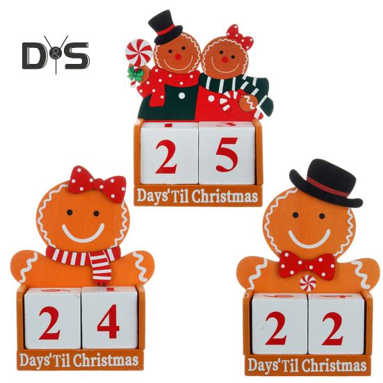 Pepparkaksmannens Julnedräkningskalender Träklossar Bordsdekoration Helgdagens Adventskalender för Kontorsbord