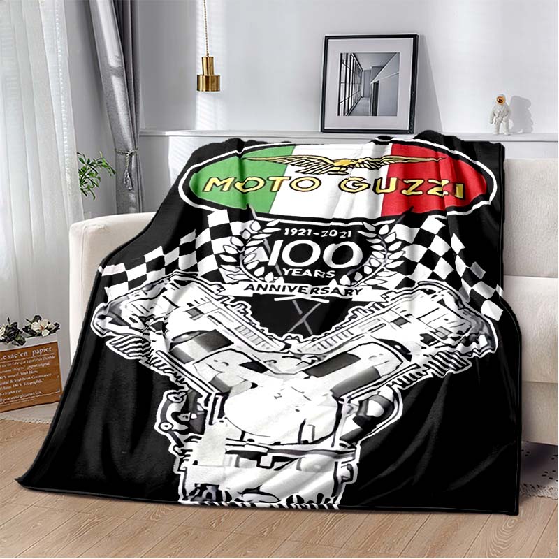 3D Retro Motorcycle G-Guzzi Flannel Printed Blanket Home Sofa Bed Warm Oversized Home Bedding Office Picnic Gift Soft Blanket