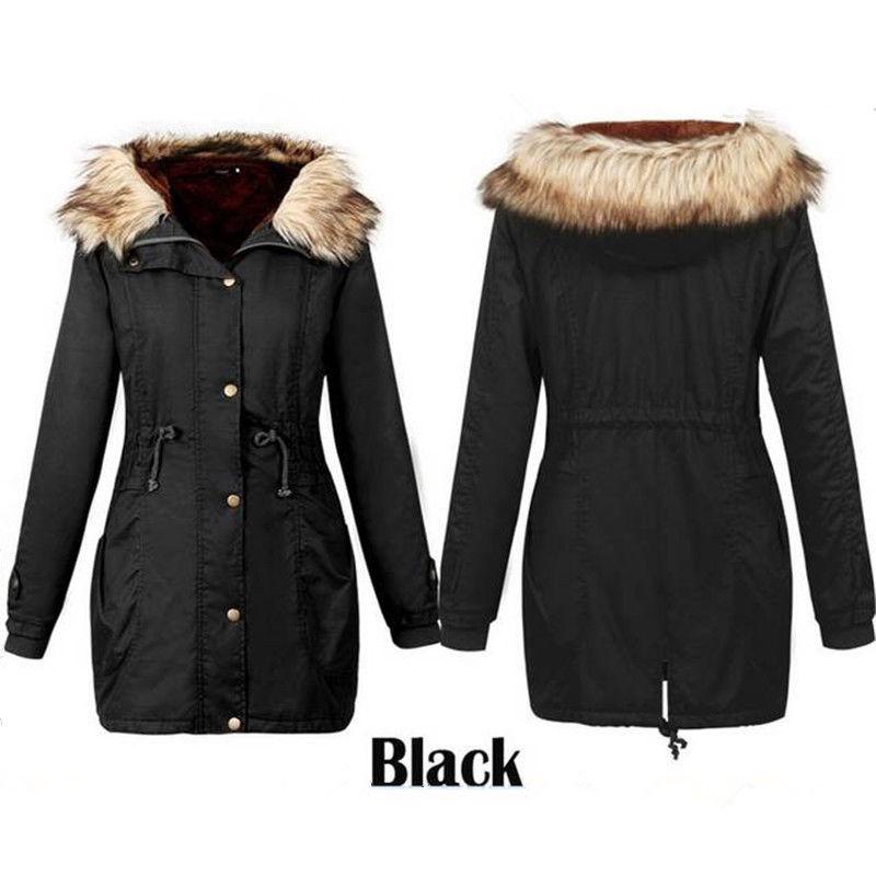 

Padded Cotton Womens Clothes Winter Down Coat Jackets Thicken Warm Parka Long S чёрный