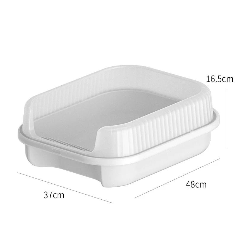 

Полузакрытая песочница для кошек с высокими бортами, большой кошачий туалет, съемный кошачий туалет для кроликов, кошек и котят, мелких животных L 48x37x16.5cm белый