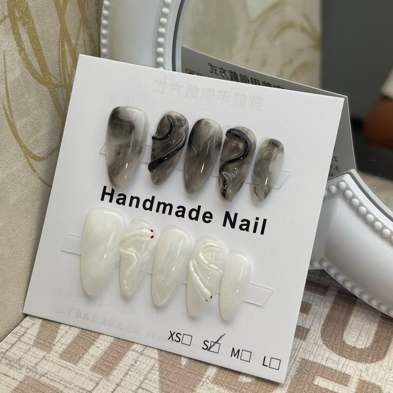 Yueai Cherry Black Snake Red Gold Firework Rhinestone Trapezoid Handmade New Year Nail Art Pieces