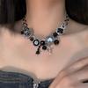 Crystal Rhinestone Beads Necklace Flower Clavicle Chain Choker Charm Gothic Necklace  Party