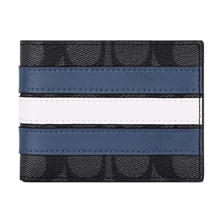 COACH Billfold Wallet PVC Wallet Men's Black Gray Blue White (Unisex) Wallets 3004 QBOH0