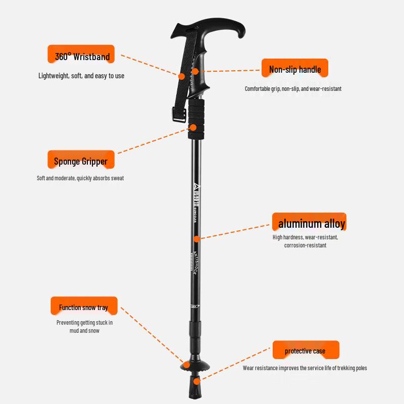 SKJ Outdoor Aluminum Telescopic Hiking Pole
