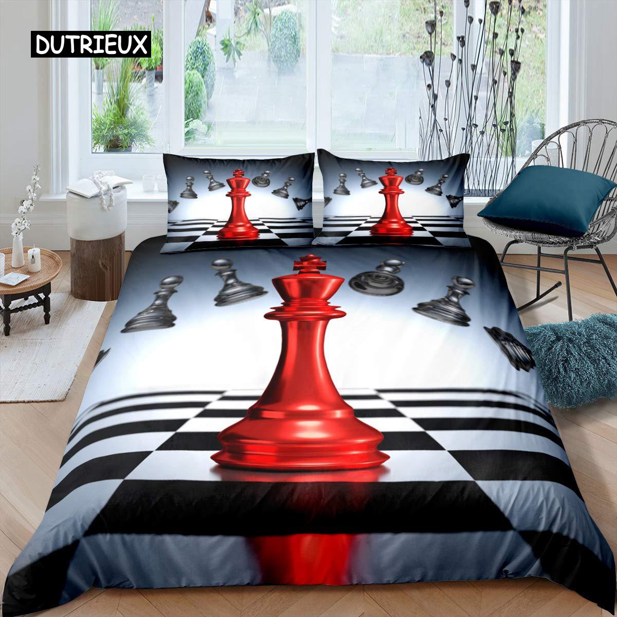 

Комплект постельного белья International Chess Queen Size Chess Lovers для детей и взрослых, черная основа из микрофибры, 2/3 шт., пододеяльник EU single(135x200cm)