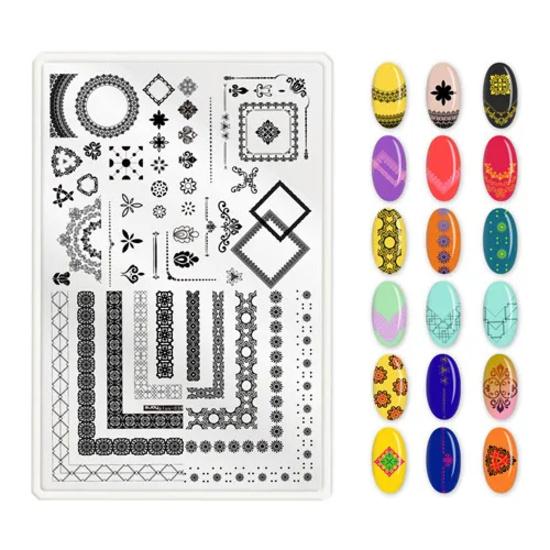 9.5X14.5cm Big Size Nail Stamping Plates Flower/Geometric Designs Nail Art Template For DIY Nail Decor 5.6cm round Stamper Plate