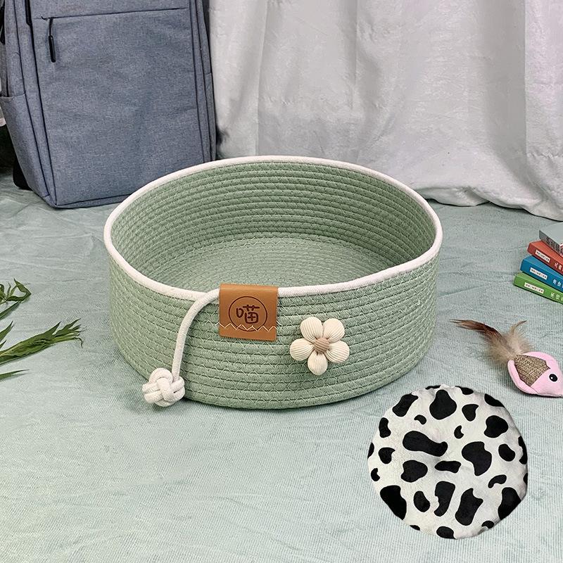 Cat Nest Rattan Summer Cool Nest Cat Nest Universal Cat Scratching Board for All Seasons One-piece Nest Deep Sleep Washable