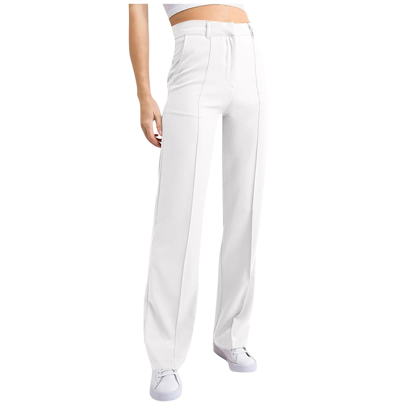 

New SSolid Color Business Pants Fashion Straight-Leg Trousers Slim-fit Trousers With Pockets M білий