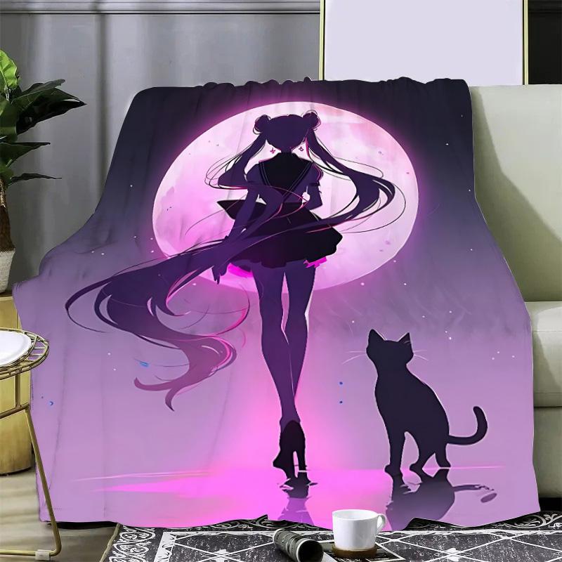 Japan Anime Cute Printed Blanket Picnic Blankets Warm Blanket and Comfortable S-Sailor M-MoonS Blanket Home Travel Birthday Gift