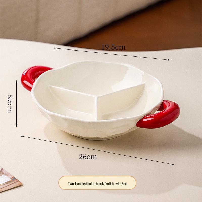 Patchwork Ceramic Double-Handled Dessert Plate